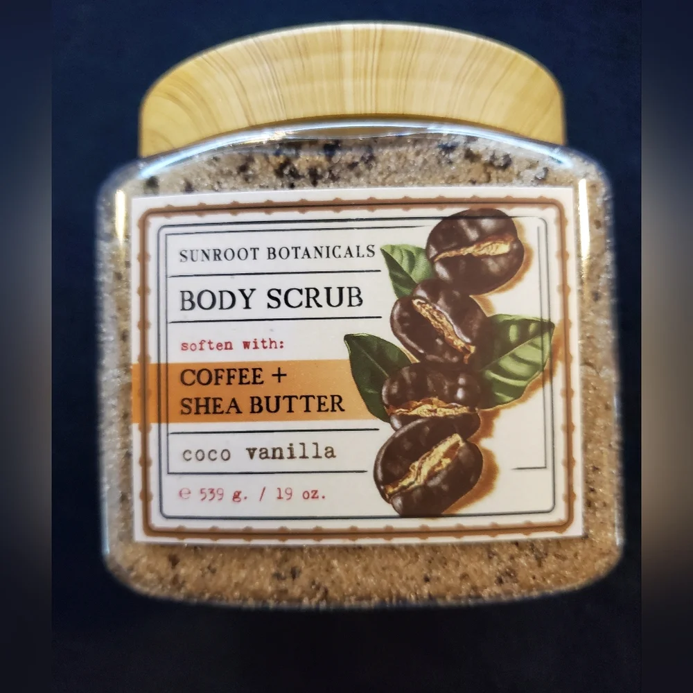 New Body Scrub Sunroot Botanicals With Coffee and Shea Butter